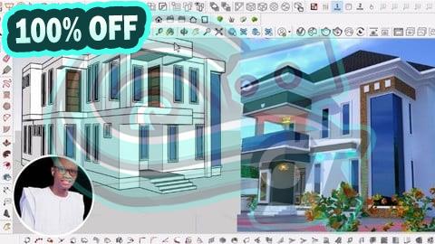 100% Free Coupon Learn 5Bedroom Duplex from basic to advance SketchUp Pro