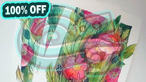 100% Free Coupon Watercolor poppies. From sketch to finished work.